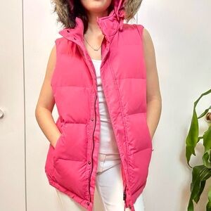 Wind River Vest W/ Fur Trim Hood Pink Size Medium